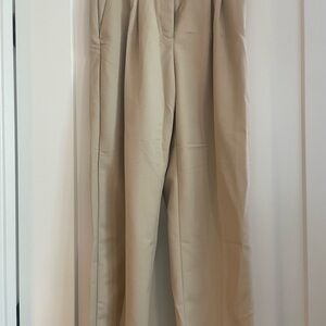 Beige High-Waisted Trousers
